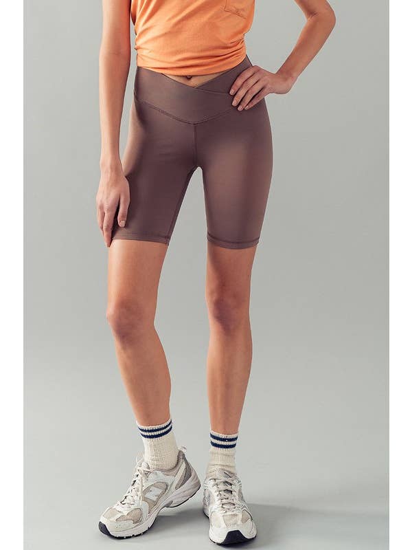 Urban Daizy - Wholesale Athletic Shorts - Women's - Cross Front High-Waisted Bike Shorts11