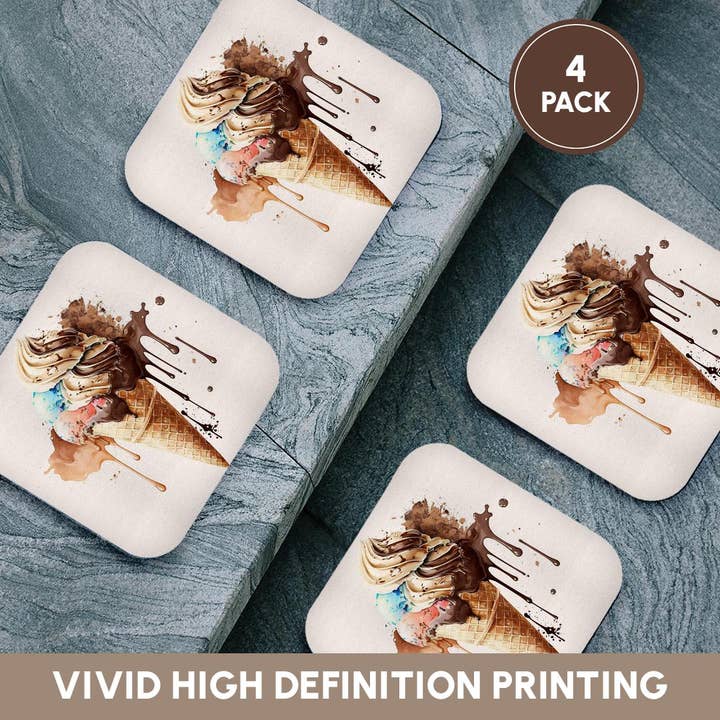 3dRose - Wholesale Coasters - 3dRose, Ice Cream Cone Of Ice Cream Illustration, Coaster12