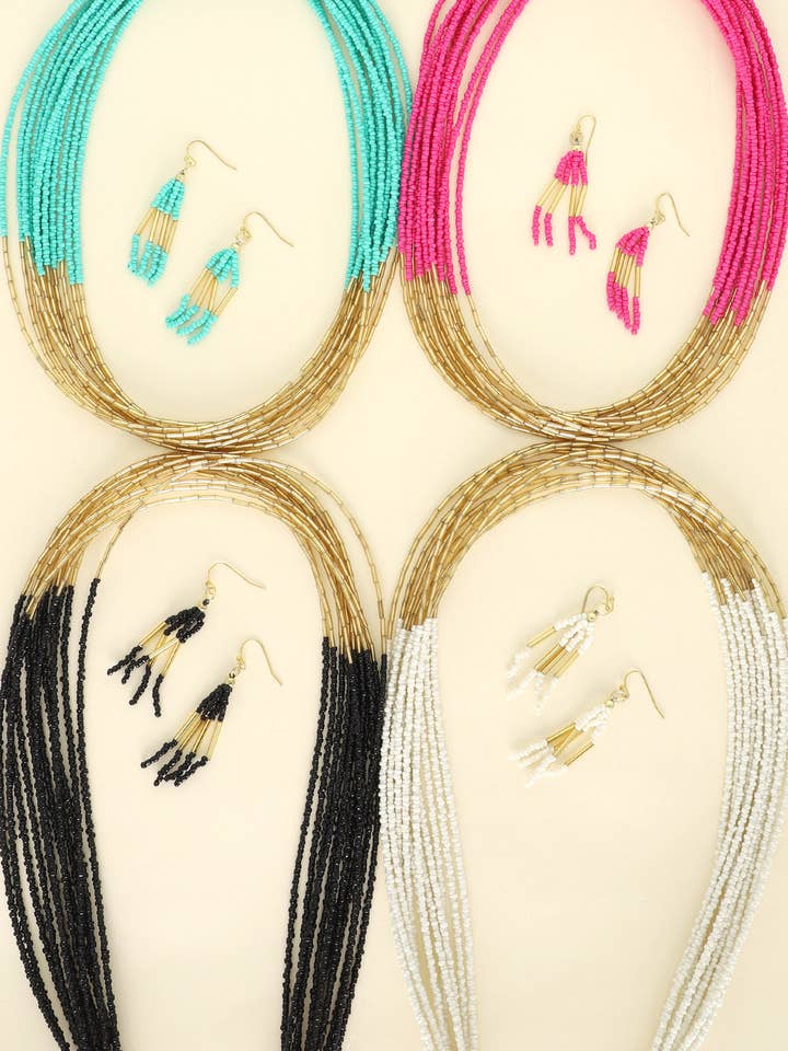 Western Colorful Multi-Strand Bead Necklace Set for wholesale by SP Sophia Collection