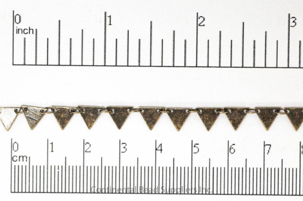 Continental Beads - Wholesale Craft Supplies - 7.25mm Solid Triangle Pennant Drop Specialty Chain Sold by The Foot - CH 9040