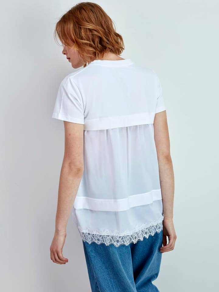 MidnightBlue T-shirt With Fabric and Lace for wholesale on Faire1