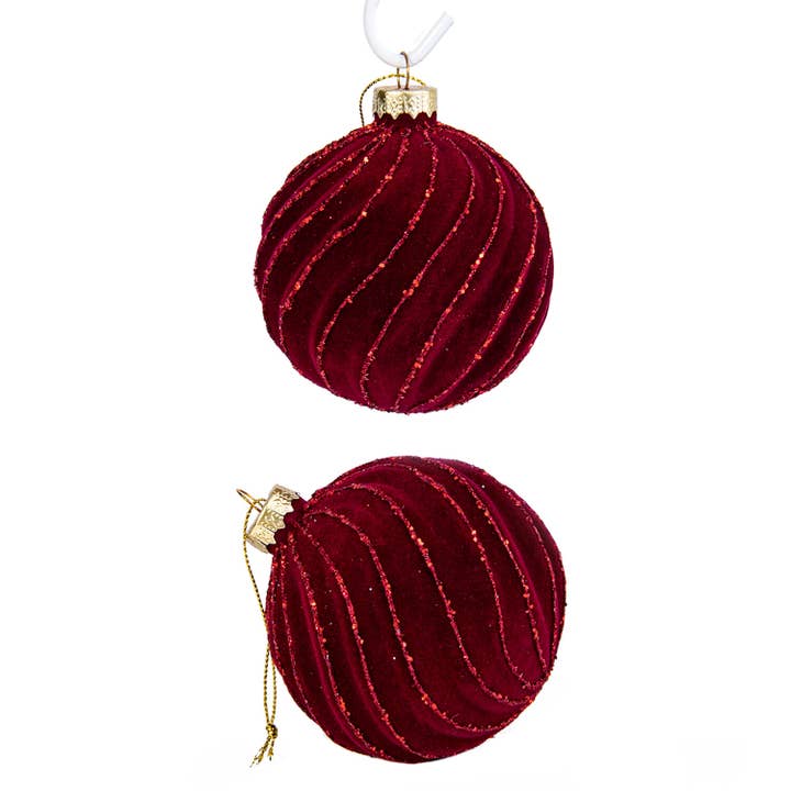 Red Velvet Glass Christmas Tree Ornaments Set of 2 for wholesale by STP