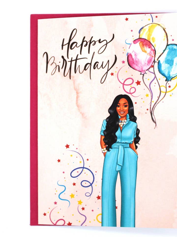 Carte d'anniversaire afro-américaine, carte de vœux faite à la main pour femme noire, femme noire, nom personnalisé pour elle, vierge, cadeau pour une amie, personnalisé pour la vente par Simply Created