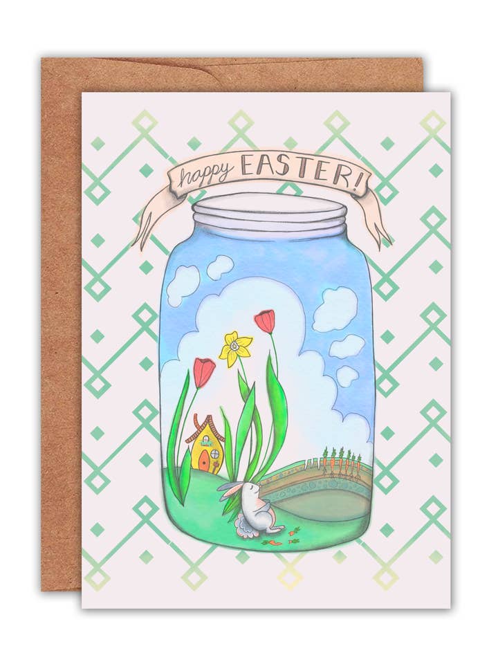 Happy Easter Bunny Card for wholesale by Golden Grove Paper