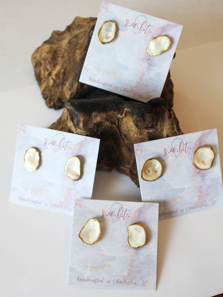 Ashley Stud Oyster Earrings for wholesale by S.a.l.t. Handcrafted