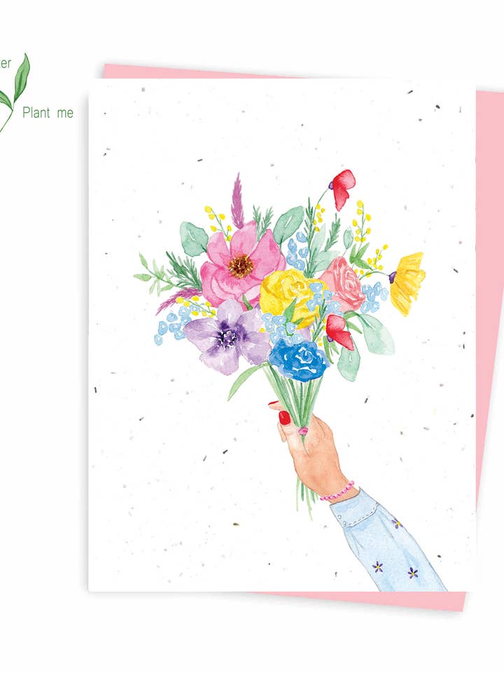 Un bouquet per te, biglietto di auguri Plantable Seed per la vendita all'ingrosso da parte di Hobeika Art