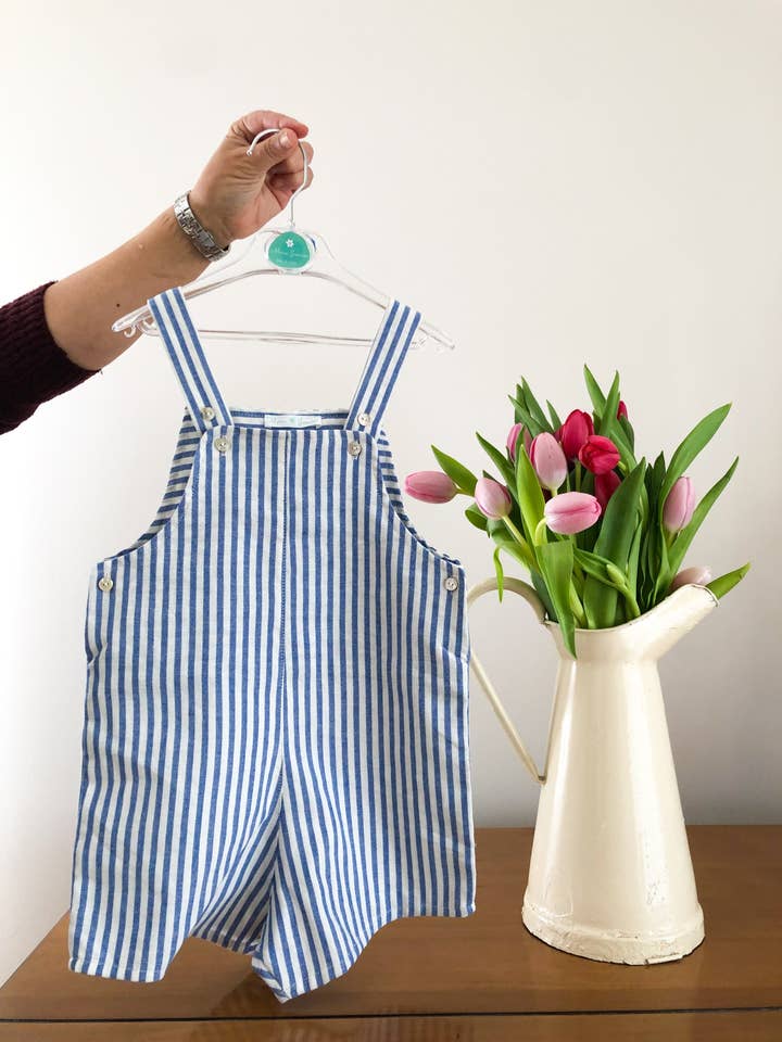Blue Striped Dungaree for wholesale by Maria Jasmim Baby & Child