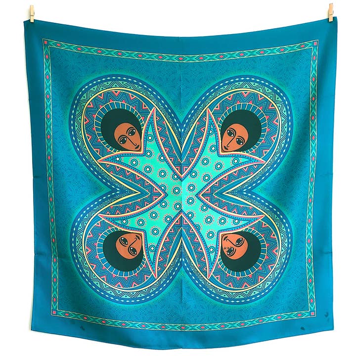 Deseta Design - Wholesale Scarf - Women's - Afro Medallion Ethiopian Inspired Silk Scarf