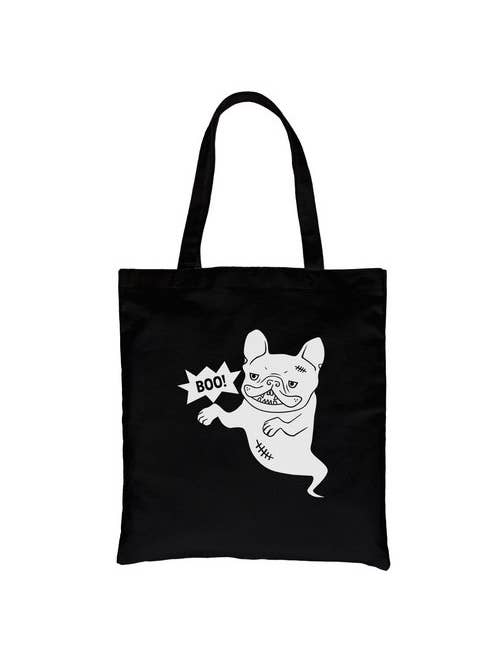 Boo French Bulldog Ghost Canvas Bag for wholesale by 365 In Love