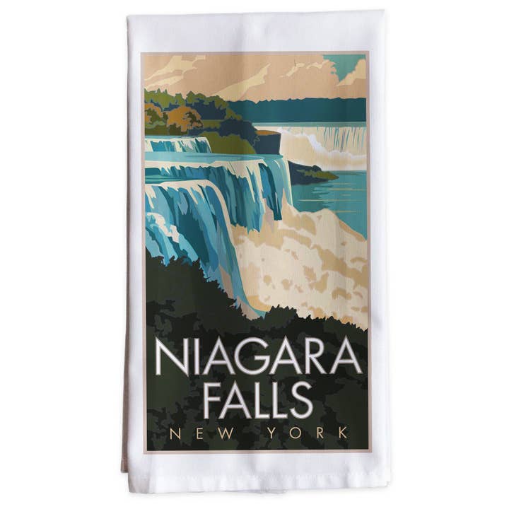 Cascate del Niagara - Strofinaccio per la vendita all'ingrosso da parte di Travel Posters by M&W Design Co.