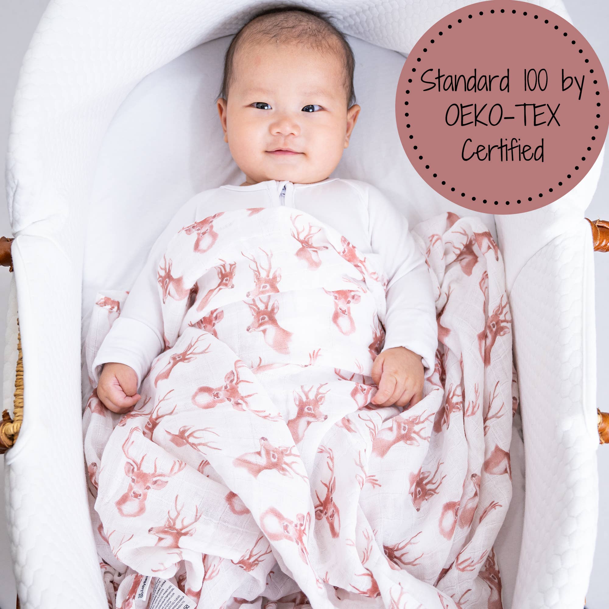 LollyBanks – Swaddle - Bebé por atacado – Oh Deer Baby Manta de Musselina 100% Algodão 120x120 cm1