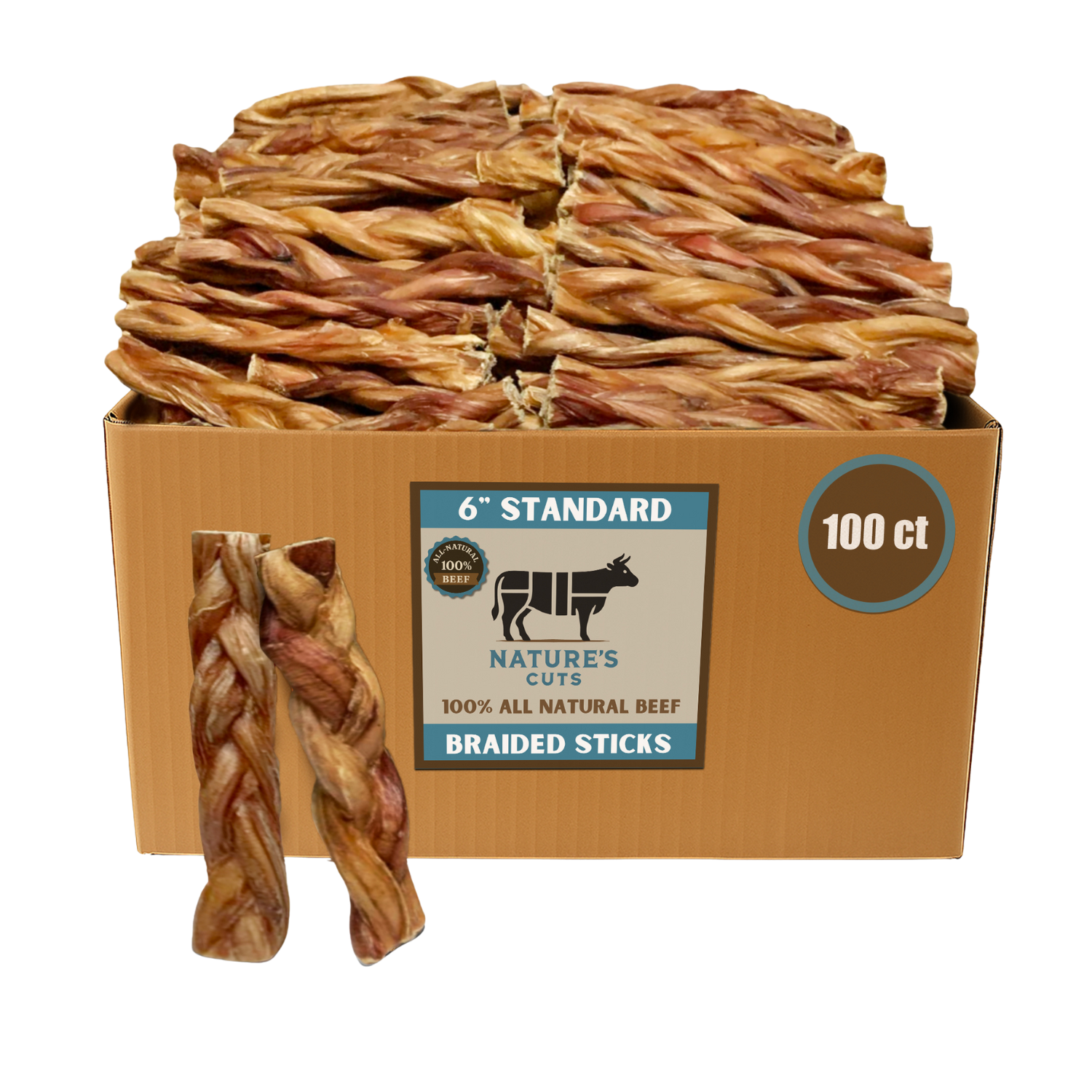 Mighty Chewz - Wholesale Pet Treats - Dog - 6" Standard Braided Bully Sticks ($1.84/ stick)6