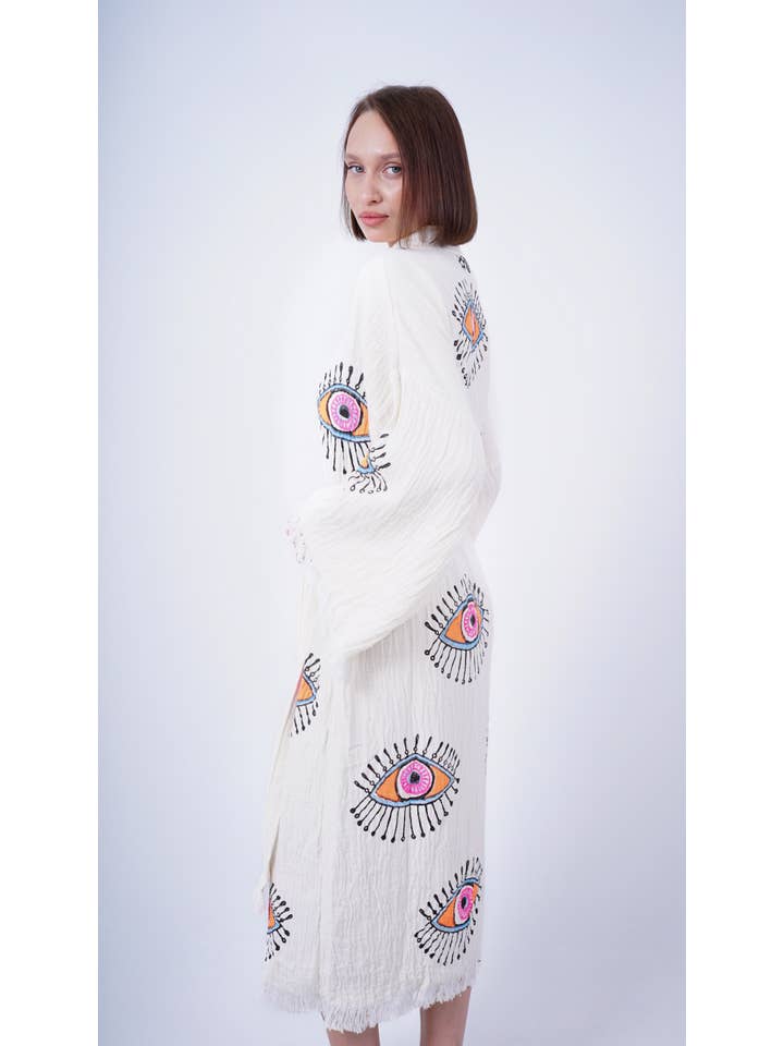 Bodho – Kimono - Mulher por atacado – Artesanal Evil Eye Festival de Boho Kimono, Boho Beachwear7
