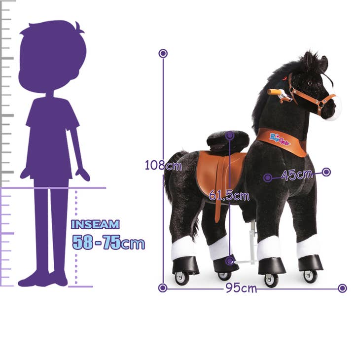 PonyCycle GmbH – Cavalo de baloiço - Crianças por atacado – Brinquedo de Montar PonyCycle Cavalo Preto de Pelúcia Presente para Crianças9