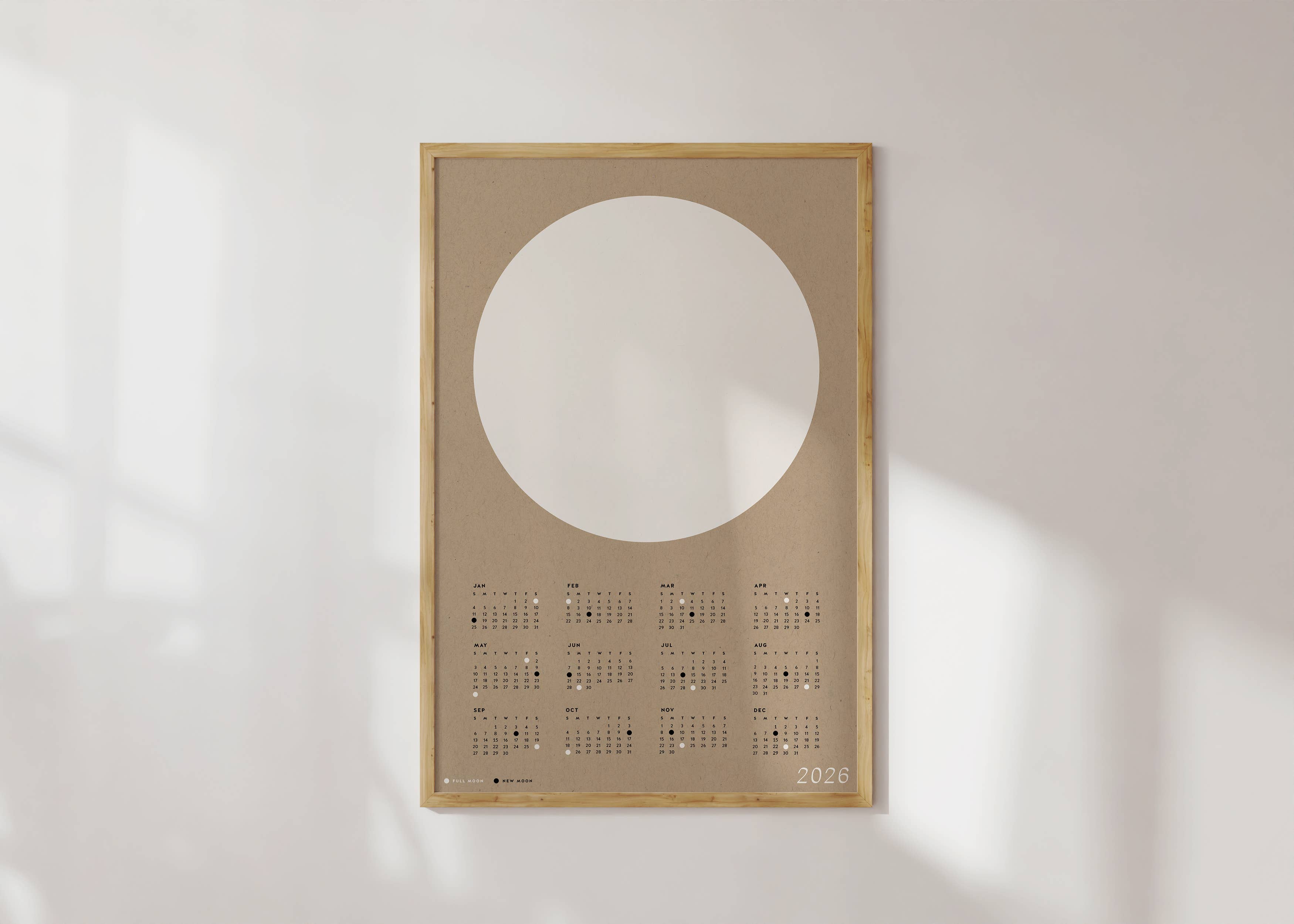 Worthwhile Paper - Wholesale Calendar - Minimalist Moon Calendar - 2026 - Neutrals1