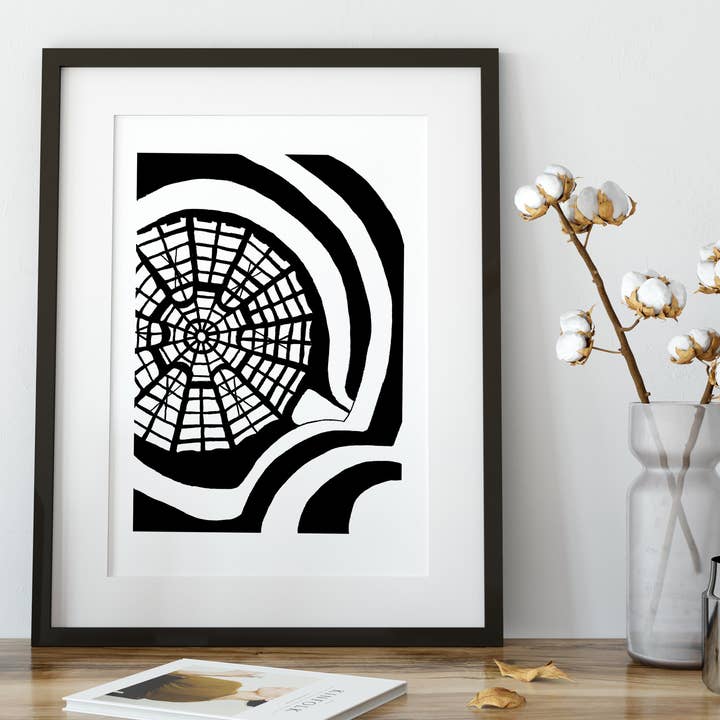 Guggenheim Art Print - Black and White for wholesale by Drawn Together Art Collective