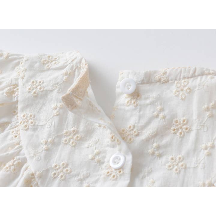 MyKids-USA® - Wholesale Bodysuit (non-footed) – Baby - Baby Girls Lace Embroidery Round Collar Fly And Short Sleeve Onesies With Bottons3