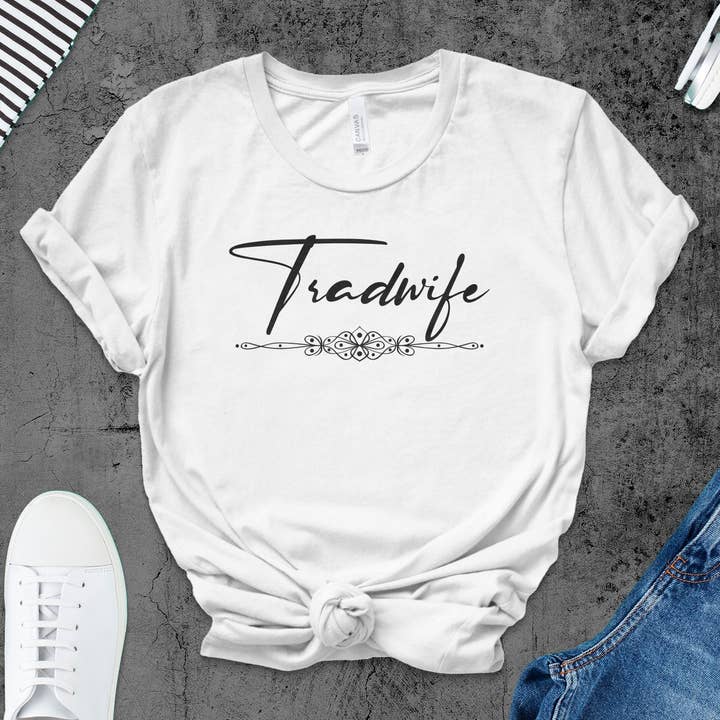 Women's Tradwife T-Shirt, Vintage Style Floral Graphic Tee, Feminine Trendy Casual Shirt, Modern Traditional Wife Top, Gift for Her for wholesale by FreakyTeeFactory