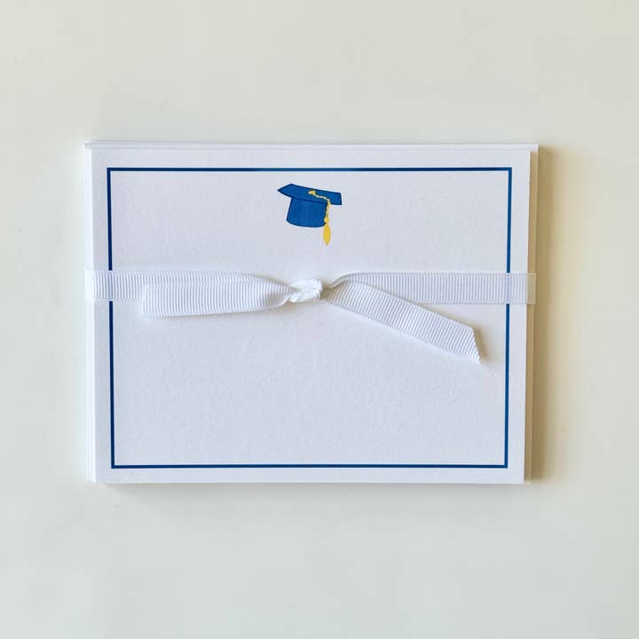 Graduation Cap, Blue - Flat Note Cards for wholesale by Georgetown Paperie