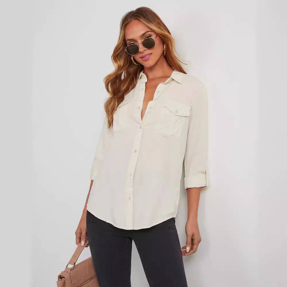 Marayn - Wholesale Button Down Shirt - Women's - Chic 2025 European Fall Casual Denim Shirt Women21