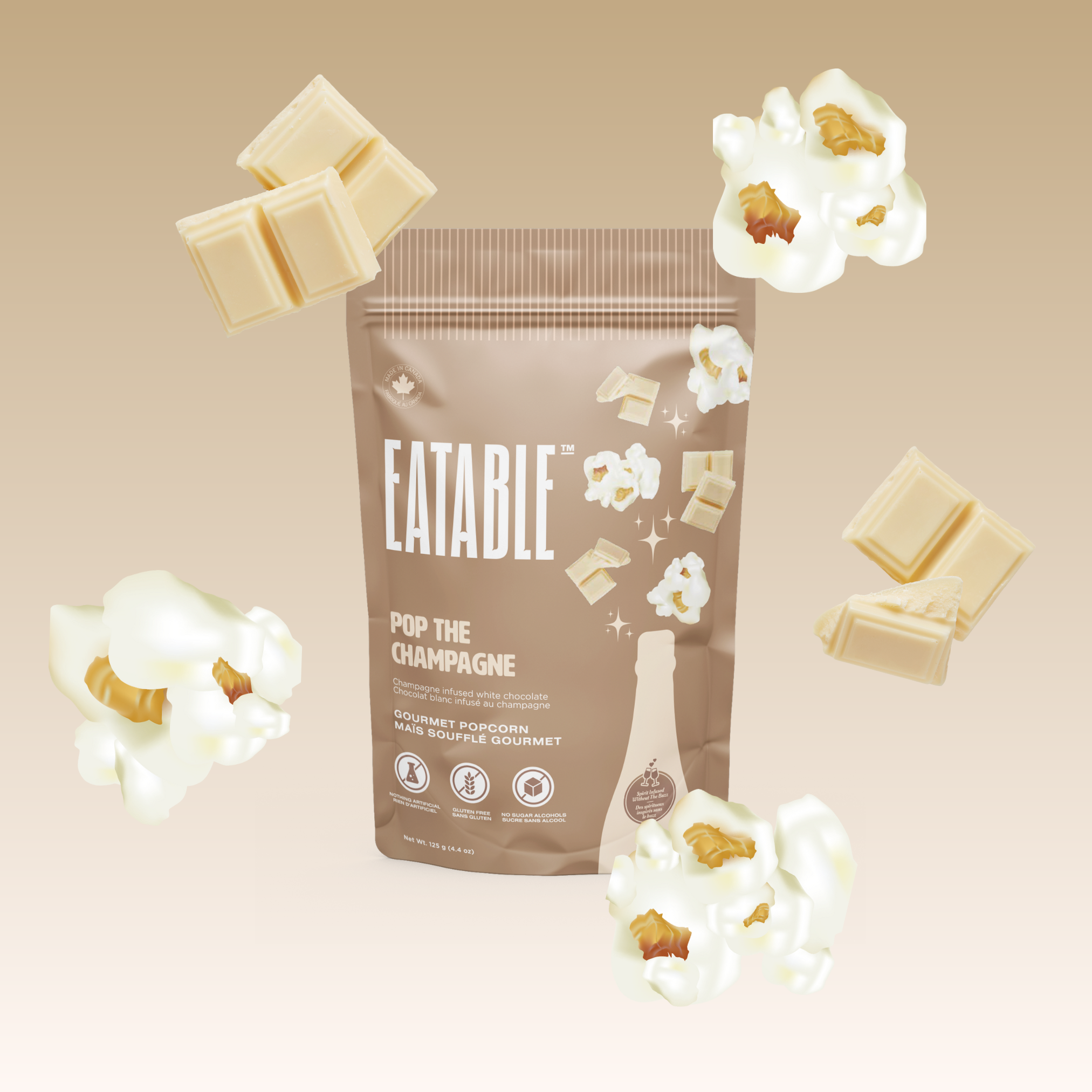 EATABLE Popcorn - Vente Pop-corn - Faites sauter le Champagne 🍾 Popcorn au chocolat blanc gourmet6