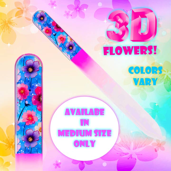 Classy Nail Files - Wholesale Nail File - Raining Pansy Flowers 3D Colored Czech Crystal Nail File1