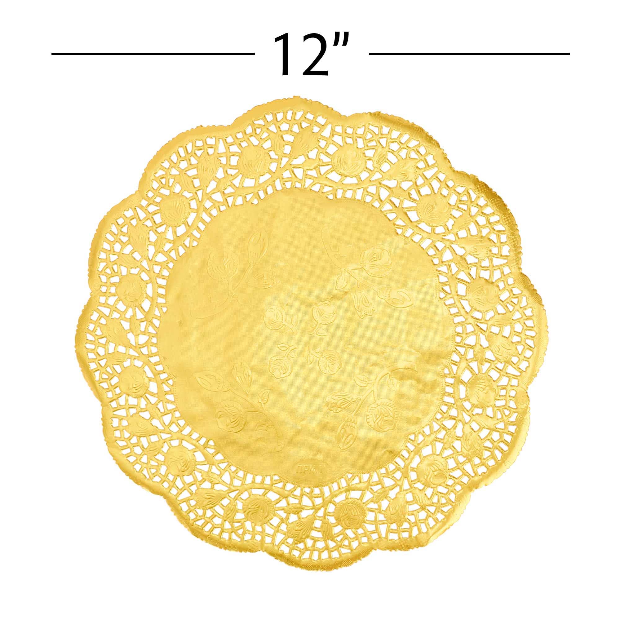 Round Lace Metallic Paper Doilies 12" - Set of 100 - Gold for wholesale on Faire3