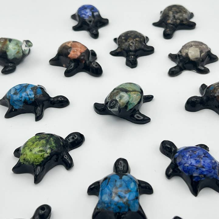 Loose Neck Land - Wholesale Decorative Figurine - Semi-Precious Stone Mini-Turtles 2