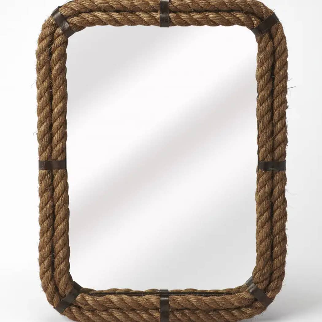 HomeRoots - Wholesale Wall Mirror - 25" Light Brown Rope Framed Accent Mirror1