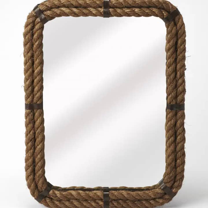 HomeRoots - Wholesale Wall Mirror - 25" Light Brown Rope Framed Accent Mirror1