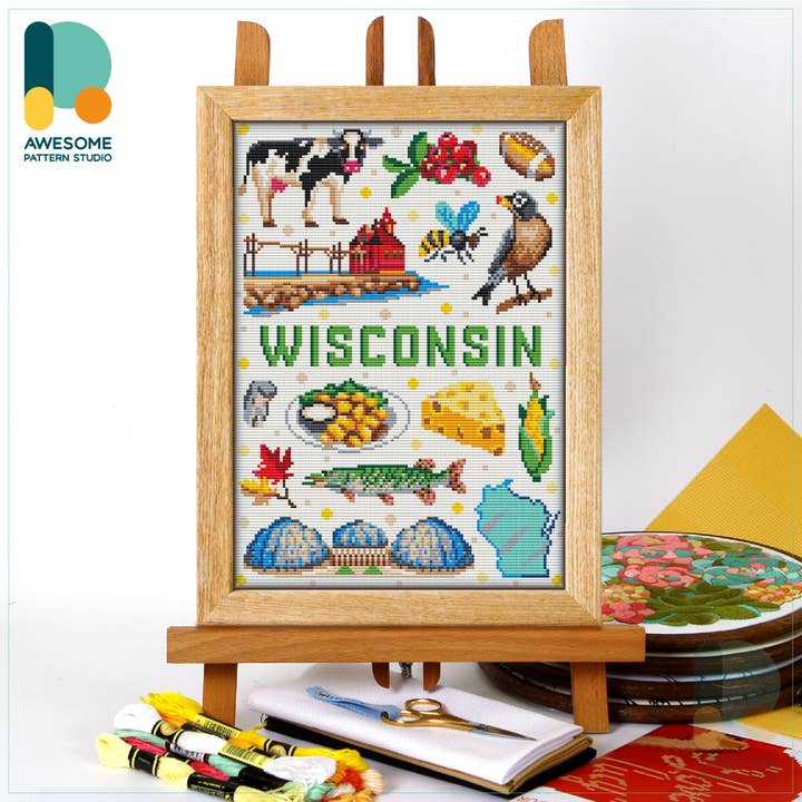 CS1927-2 Wisconsin Collection, Counted Cross Stitch Kit for wholesale by Awesome Pattern Studio