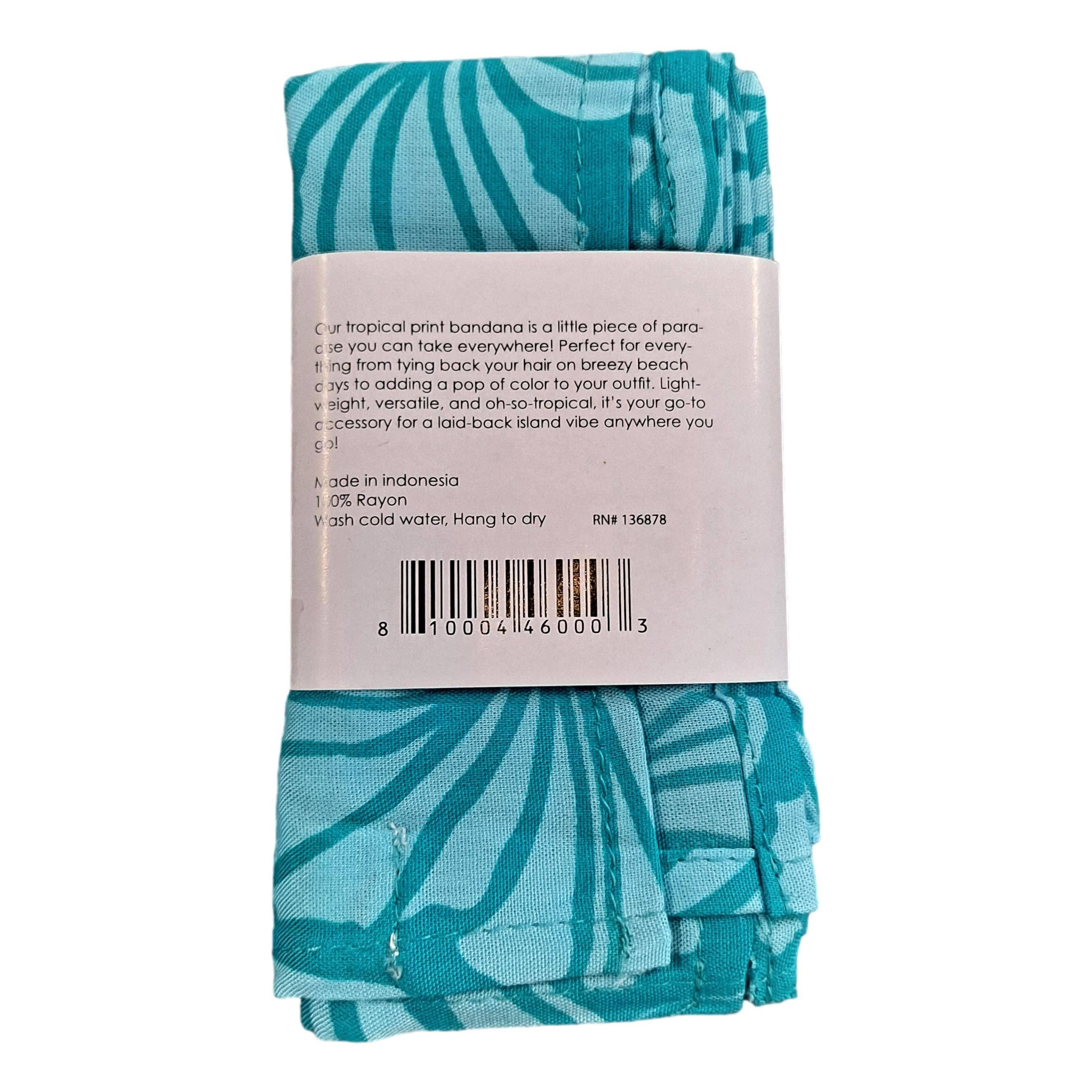 Island Style Clothing Co by Akamai Distribution Ltd - Wholesale Bandana - Women's - Bandana Teal Hibiscus Lightweight Rayon 21 x 21 2