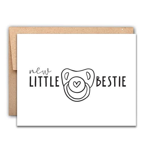 New Little Bestie Letterpress Baby Card for wholesale by Stack Paper Press