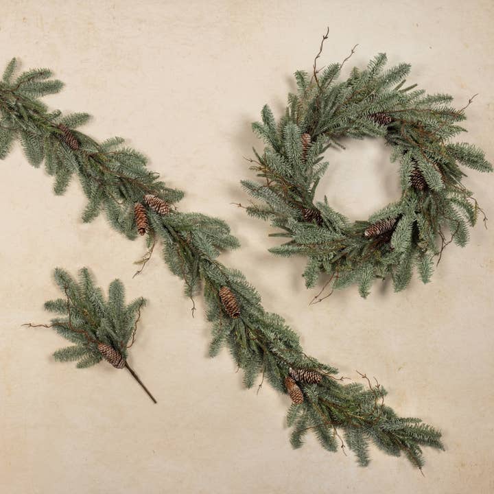 Ragon House - Wholesale Wreath - 24" ICY HEMLOCK & PINE WREATH2