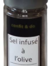 Sel infusé à l'olive pour la vente par Confit & Do