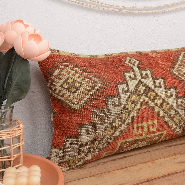 Kilim Pillow Decors - Wholesale Lumbar Pillow - Vintage Turkish Kilim Lumbar Pillow Handwoven 12x240
