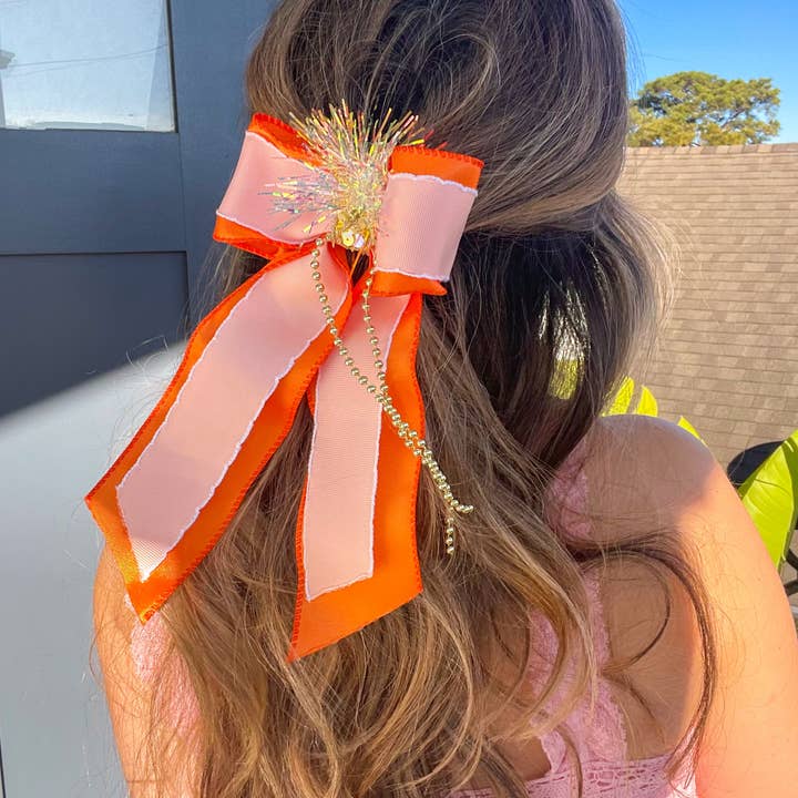 Orange & Pink Hair Bow for wholesale by Rahya Jewelry Design
