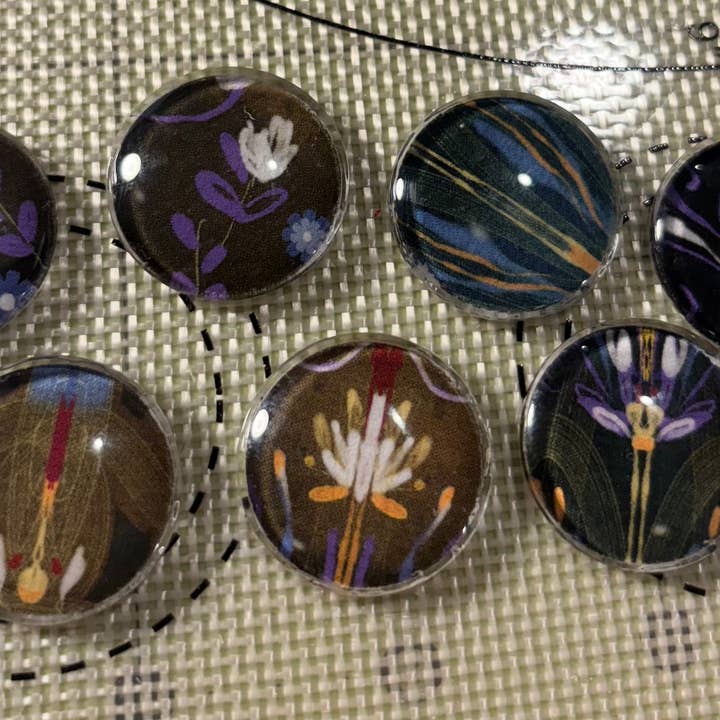 Anna DiVito Studio - Wholesale Magnet - MOODY BOHEMIAN FLORAL MAGNET SET | ROUND GLASS | HANDCRAFTED1