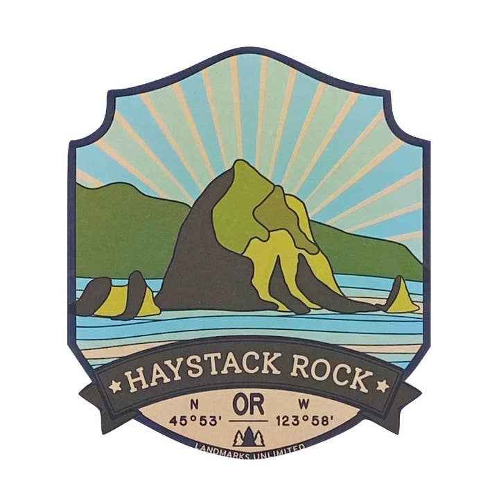 Haystack Rock - 2,5" Vinyl-Aufkleber für den Großhandel von Landmarks Unlimited