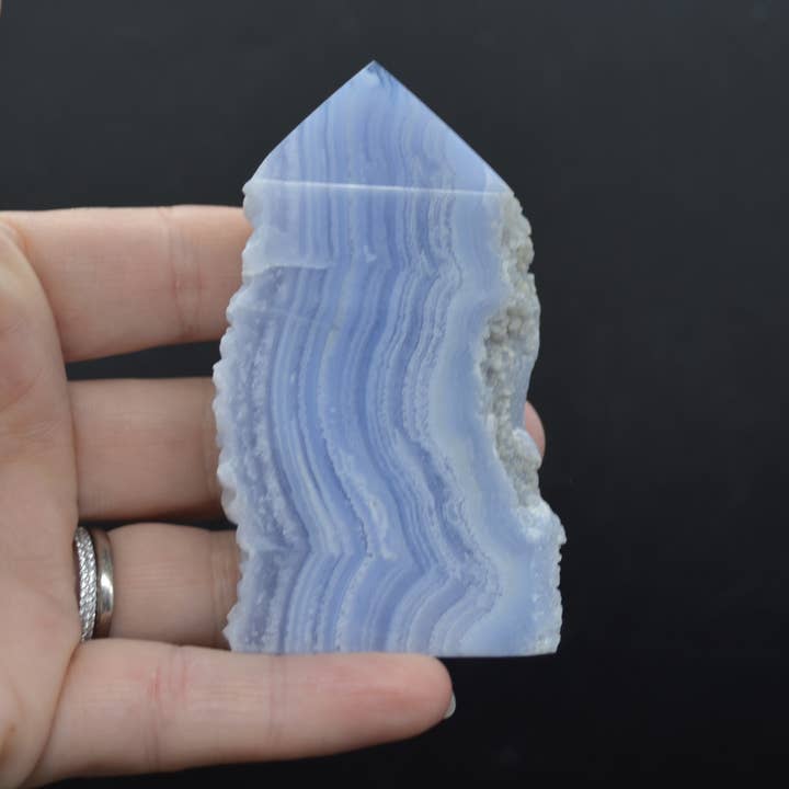 Blue Lace Agate Tower Point Slice - 8 cm#71 for wholesale on Faire