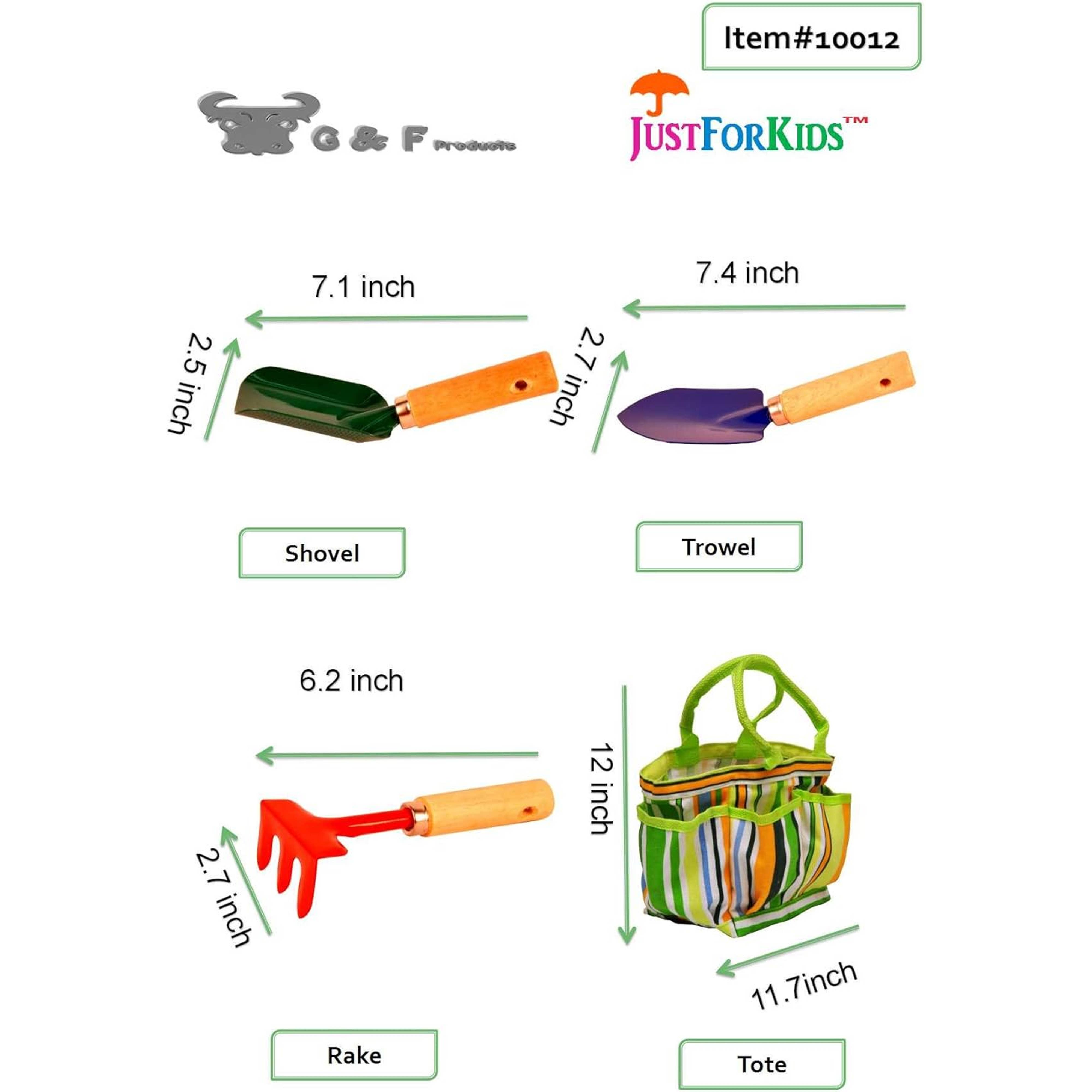 G & F Products - Wholesale Toy set – Kids - Kids Garden Tools Set with Tote, Hand Rake, Shovel, Trowel1