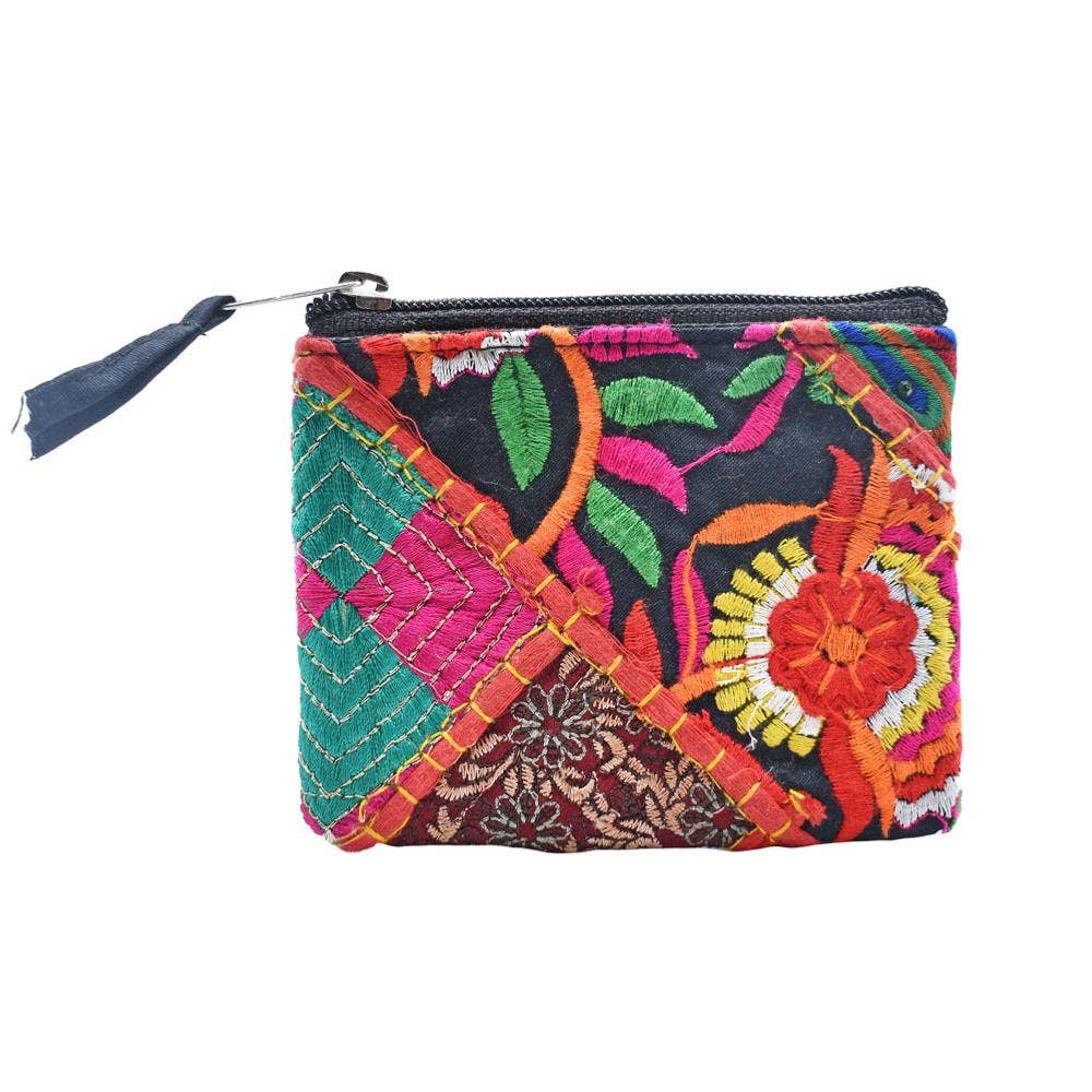 Shared Earth – wholesale Coin purse – Women’s – Coin Purse, Patchwork + Embroidered assorted colours 12x10cm0