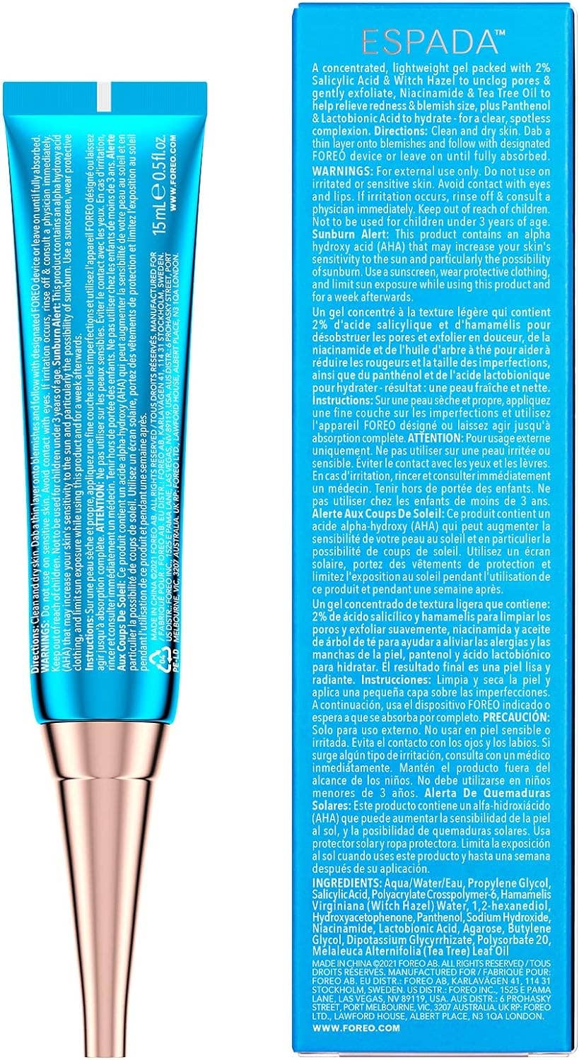 Beauty Goddess – wholesale Acne/hydrocolloid patch – FOREO ESPADA BHA+PHA Blemish Solution 15 ml, Acne Treatment & Blackhead Remover, Face Care, 2% Salicylic Acid, Witch Hazel, Tea Tree Oil, Niacinamide, Dermatologist-Tested, Cruelty-Free & Vegan, Blue1