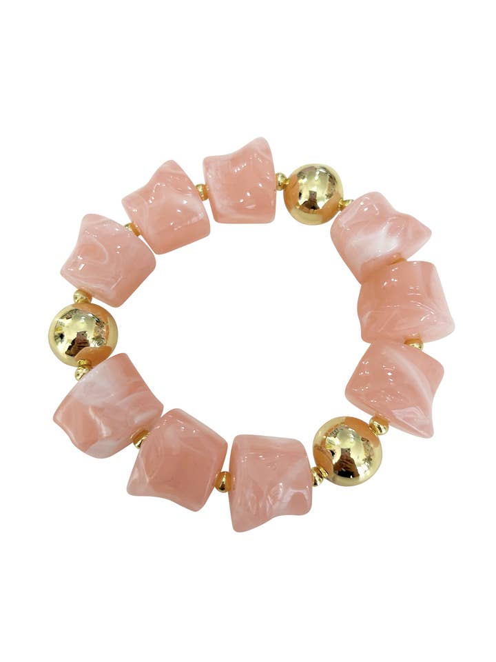 Pulseira Chunky de Contas Rosa Cooper por atacado de Gemelli