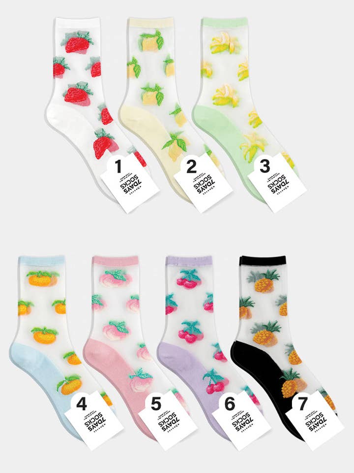 Tripulação Feminina See-Through Hi Juicy Socks por atacado de 7DAYSSOCKS