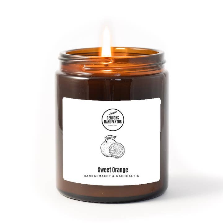 Sweet orange scented candle for wholesale by Geruchsmanufaktur