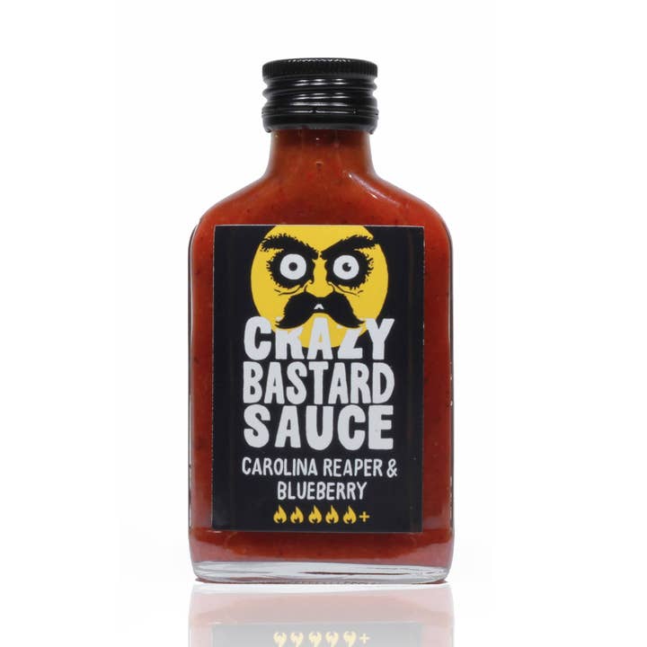 Carolina Reaper & Blueberry 100ml Hot Sauce for wholesale by CBS Foods GmbH (Crazy Bastard Sauce)