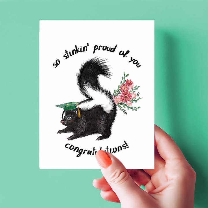 Liyana Studio - Wholesale Graduation Card - Stinky Proud Skunk - Funny Graduation Card
