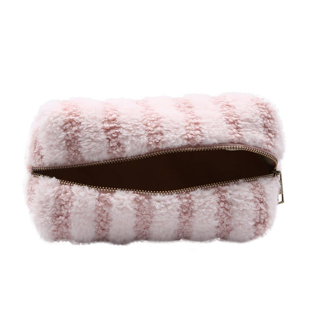 Fashion City - Wholesale Pouch - Women's - Stripe Pattern Sherpa Travel Pouch21