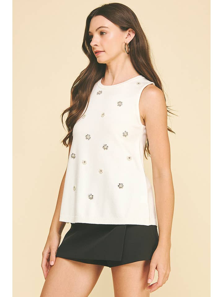 PINCH - Wholesale Knit Top - Women's - RHINESTONE & PEARL EMBROIDERED KNIT TOP - 6273WJ8